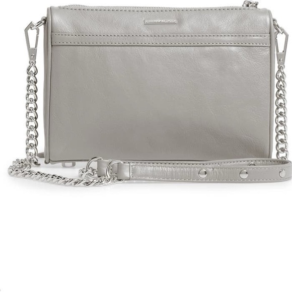 Rebecca Minkoff Gray Leather Mini Mac Crossbody Bag Silver Chain - Picture 2 of 16